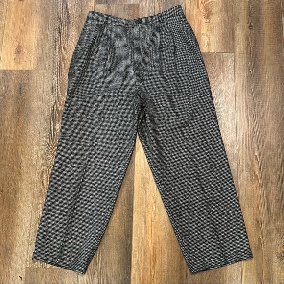 Fundamental Things Pants - Vtg FUNDAMENTAL‎ THINGS Check Tweed Pants Sz 16 Cropped Pleated Straight Leg Y2K